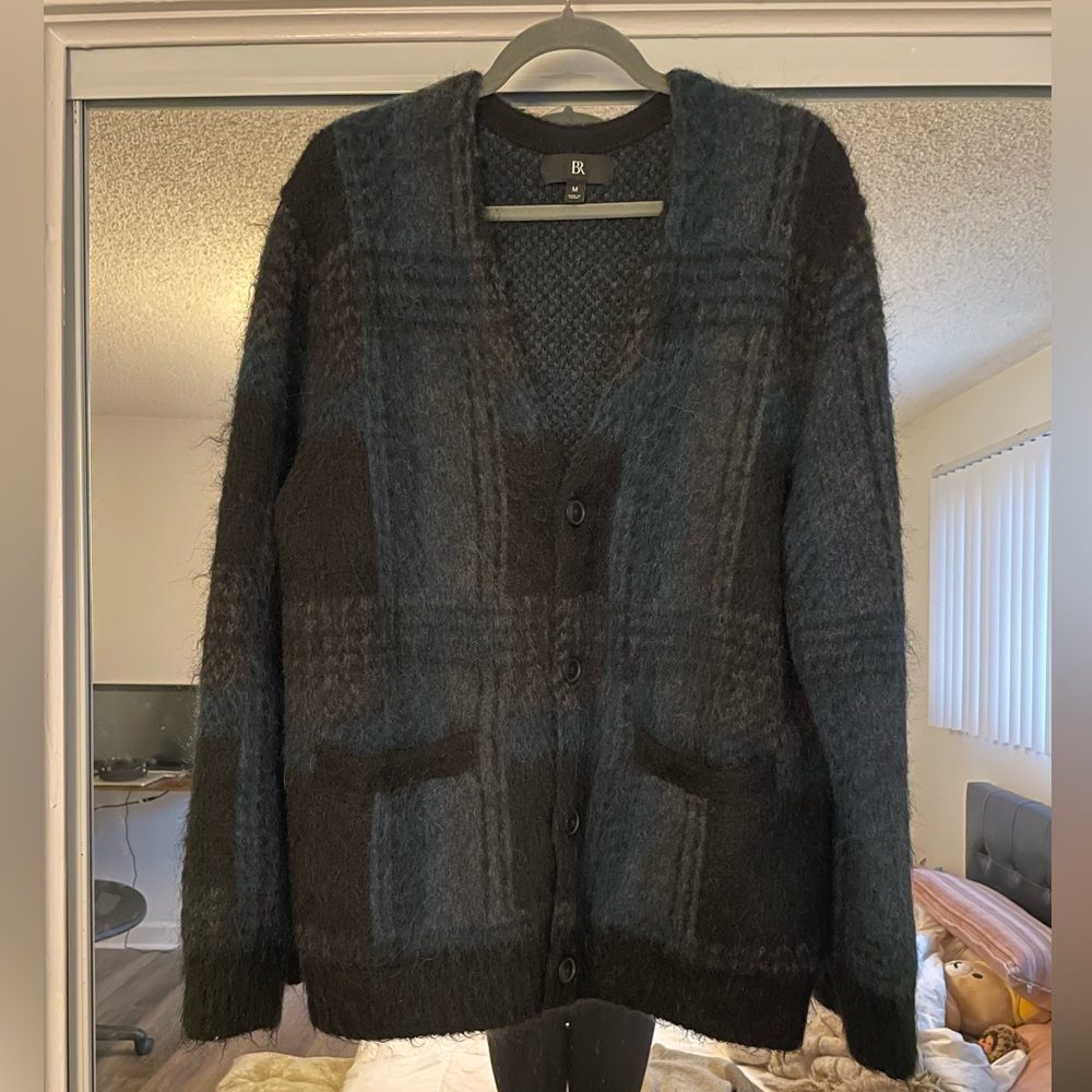 Banana Republic Men's Black and Blue Cardigan